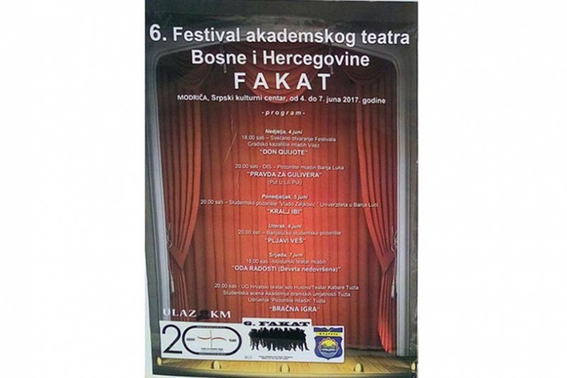 Sutra 6. festival akademskog teatra mladih BiH u Modriči