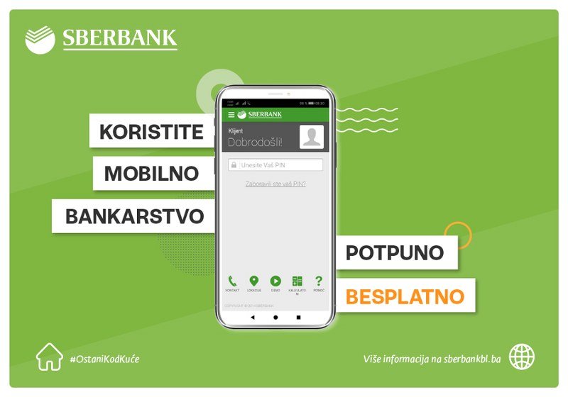 Koristite mobilno bankarstvo Sberbank Banja Luka bez mjesečne naknade