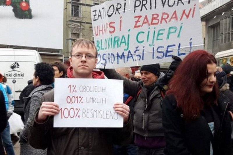 Protest u Zagrebu protiv novih epidemioloških mjera