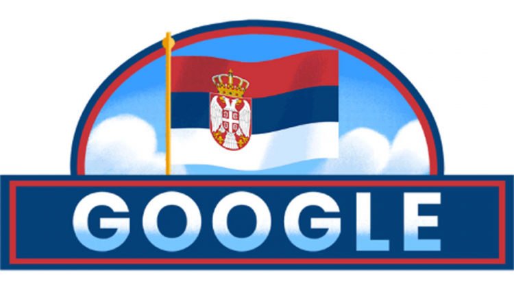 Zastava Srbije na Guglu za Dan državnosti
