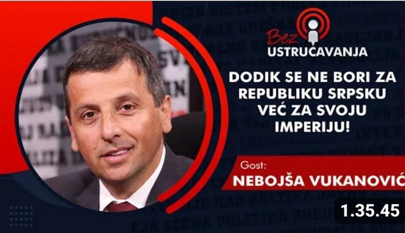 Nebojša Vukanović na KTV Zrenjanin: Dodik se ne bori za Republiku Srpsku već za svoju imperiju (Video)