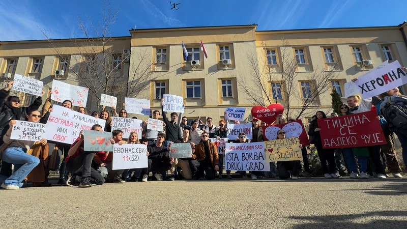 Studentski skup u banjalučkom kampusu: Podrška studentima u Srbiji (Foto/Video)