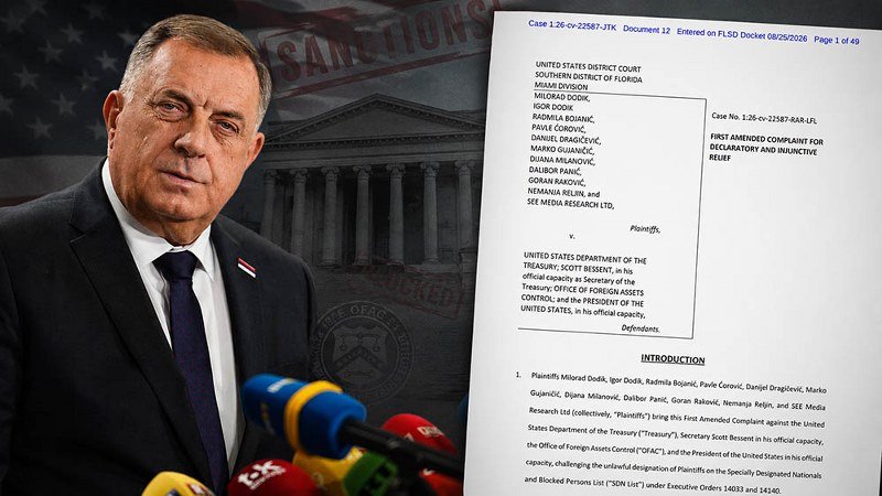 Dodikov pravni tim dopunio tužbu protiv SAD: Pogledajte šta traže od američkih vlasti (Dok.)